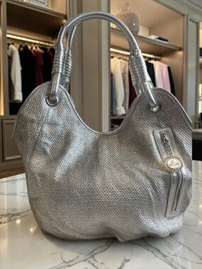 Jennifer Lopez Silver Textured Hobo Shoulder Bag